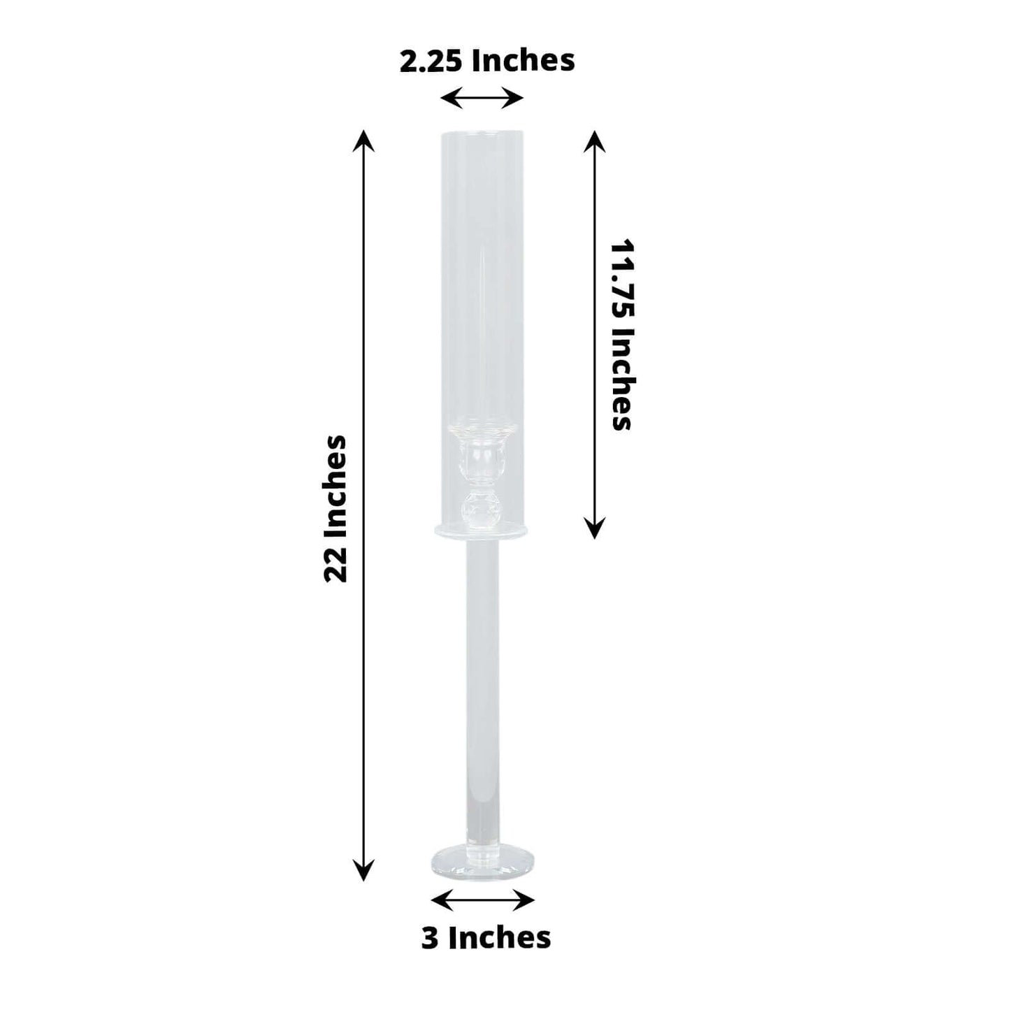 2-Pack Crystal Glass Hurricane Taper Candle Holders, Tall Decorative Candle Stands Clear Cylinder Chimney Tubes 22"