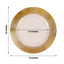 6-Pack Plastic Round Charger Plates 13" in Clear with Gold Lined Ring Rim, Classy Dinner Serving Plates