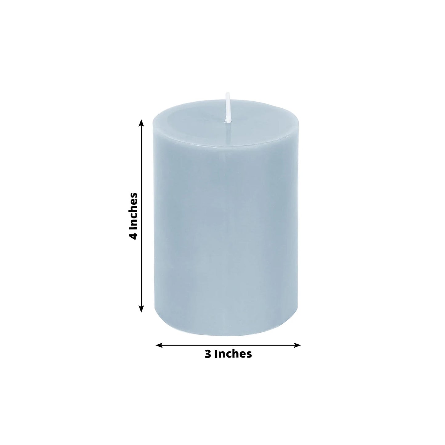 12-Pack 3"x4" Unscented Dripless Pillar Candles â€“ Dusty Blue Long-Burning Wax Candles with Cotton Wicks for Home, Weddings & Event Decor