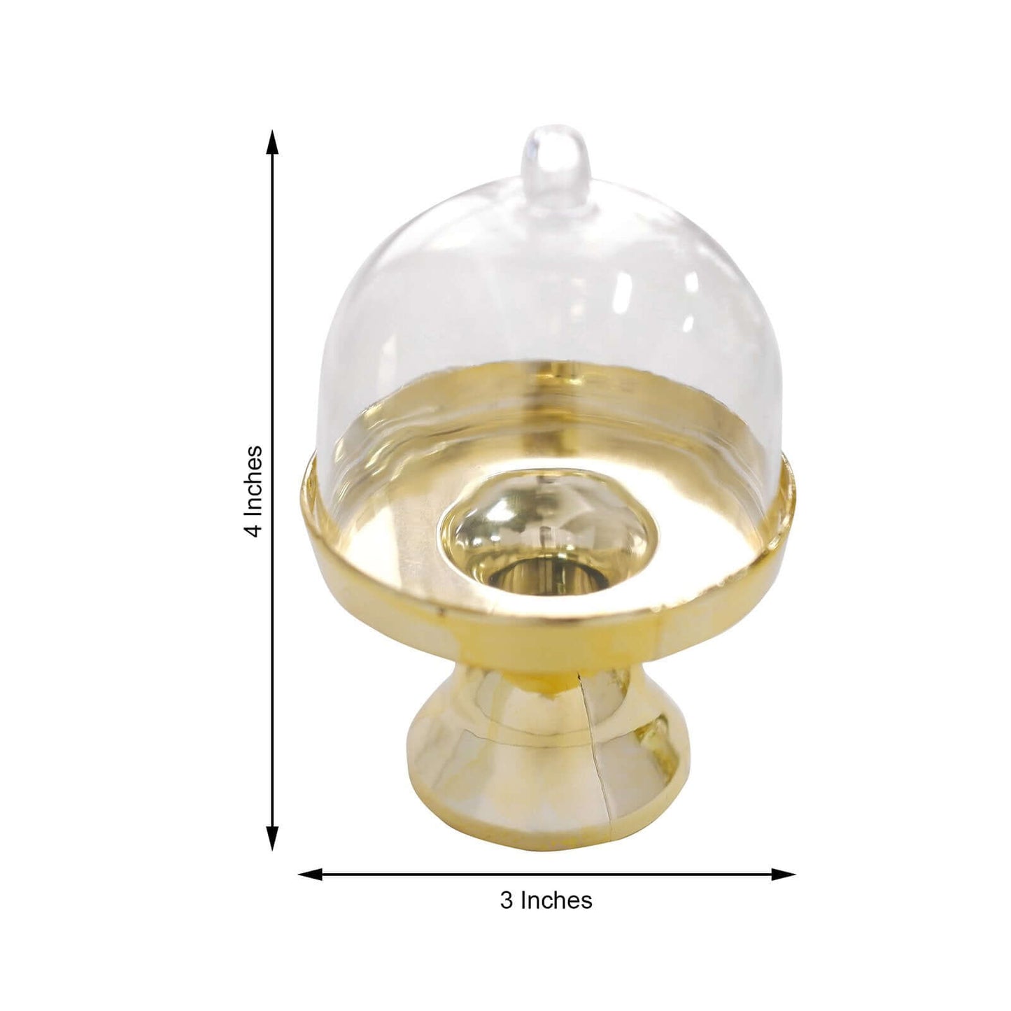 12-Pack Fillable Mini Pedestal Candy Container Clear/Gold - Decorative Candy Treat Favor Boxes with Dome Lid 4"
