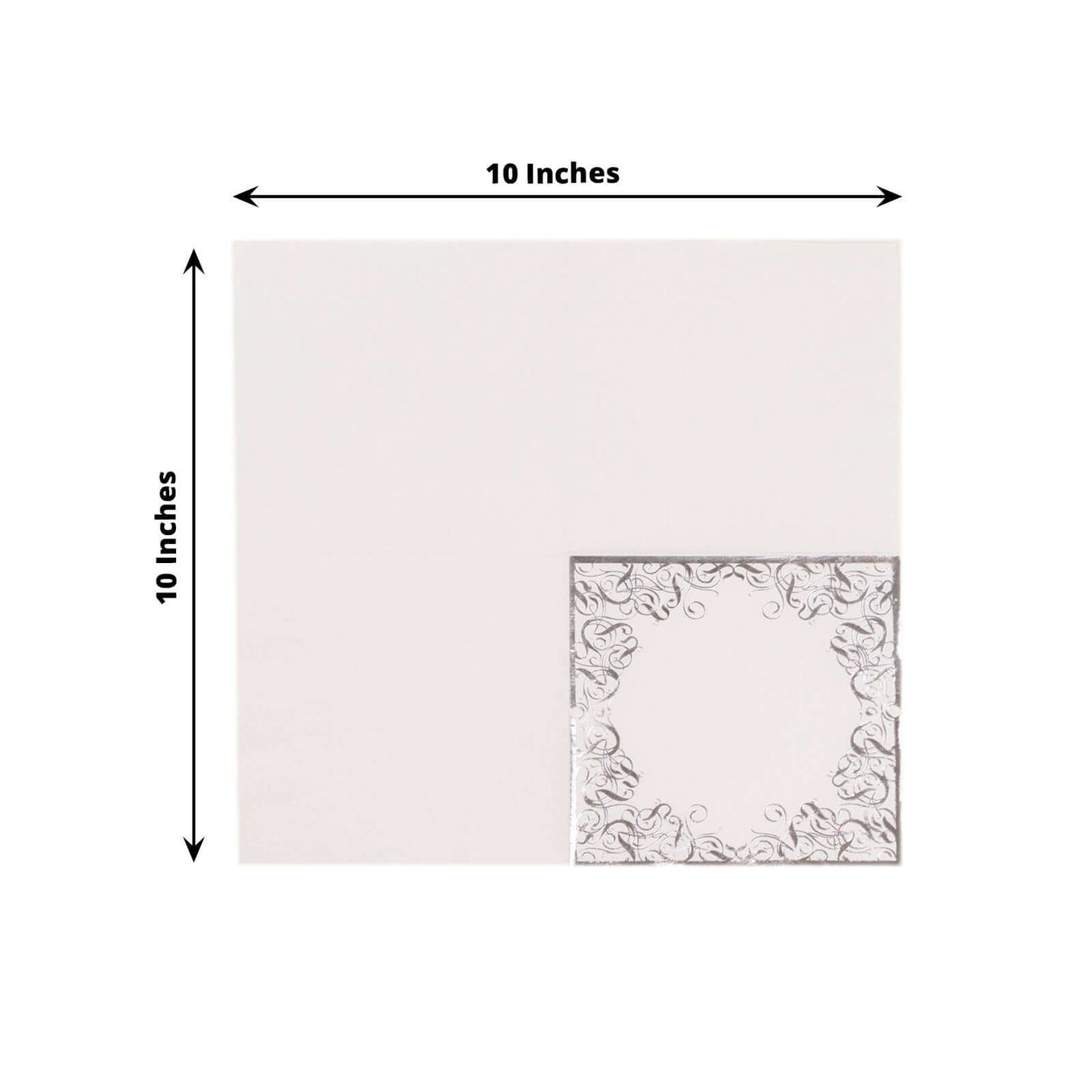 20-Pack Paper Beverage Napkins with Silver Foil Lace Design White - 3 Ply Disposable 18GSM European Style Cocktail Napkins 5"x5"