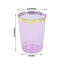 25-Pack Plastic Tumbler Cups Transparent Purple with Gold Rim - Stylish Disposable Party Glasses 10oz