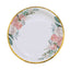 25-Pack Paper 9" Round Dinner Plates White with Peony Floral Design & Gold Rim - Disposable Floral Party Plates for Brunches & Afternoon Teas