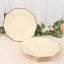 25-Pack Paper 9" Decagon Dinner Plates in Beige with Gold Foil Rim - Disposable Geometric Party Plates for Modern Weddings & Events
