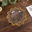 10-Pack Plastic 8" Round Dessert Plates in Clear with Gold Vintage Baroque Scalloped Rim - European Style Disposable Salad Appetizer Plates