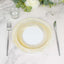 10-Pack Plastic 9" Round Dinner Plates White with Gold Swirl Rim - Disposable Party Plates