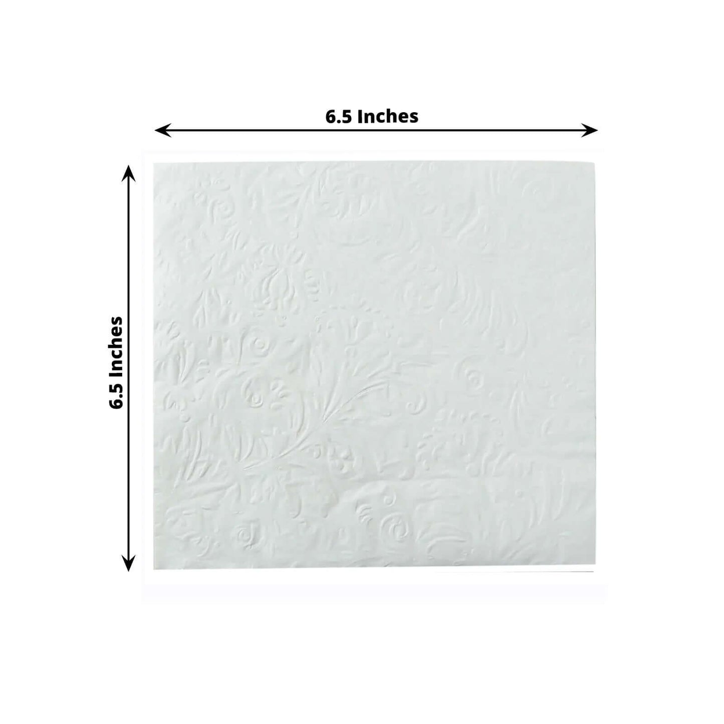 50-Pack Paper Cocktail Napkins with Embossed French Swirl Pattern White - Soft 2 Ply Beverage Napkins for Events 6.5"x6.5"