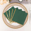 50-Pack Paper Beverage Napkins with Gold Foil Edge Hunter Emerald Green - Disposable 2 Ply Cocktail Napkins for Events 6.5"x6.5"
