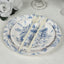 50-Pack Paper Round Dessert and Dinner Plates in White with Blue French Toile Pattern 7", 9"