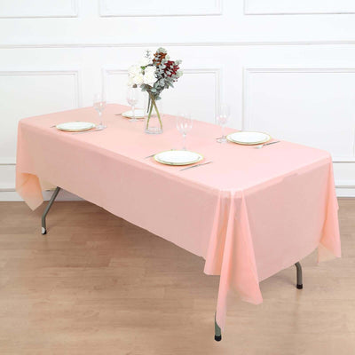 5-Pack Plastic Table Covers Blush Rectangle - Reliable PVC Disposable Covers for Gatherings 54"x108"
