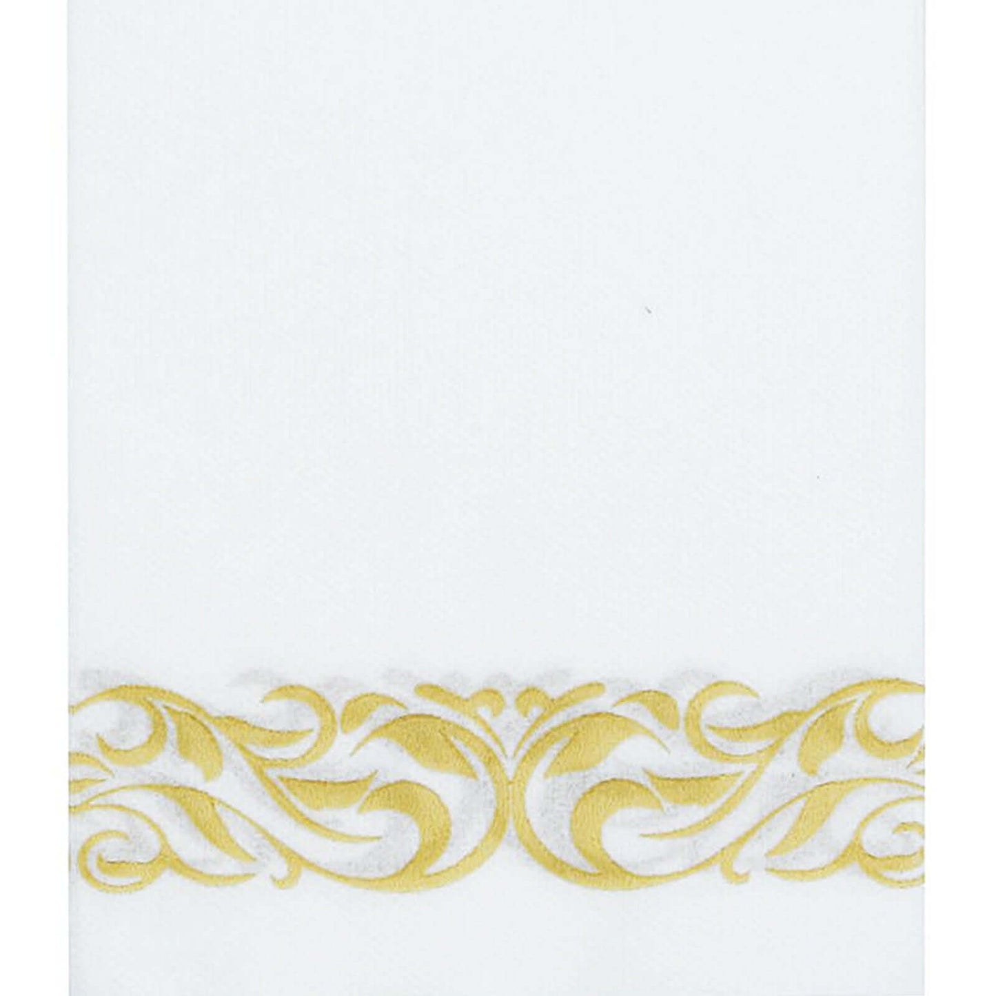 25 Pack Linen-Like Paper 8"x4" Napkins White with Metallic Gold Foil Scroll Design - Soft & Absorbent Airlaid Hand Towels for Exquisite Weddings & Events