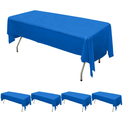 5-Pack Plastic Table Covers Royal Blue Rectangle - Reliable PVC Disposable Covers for Gatherings 54"x108"