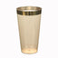 12-Pack Plastic Party Cups Transparent Amber Gold with Gold Rim - Durable Disposable Tumblers for Drinks 17oz 5.5"