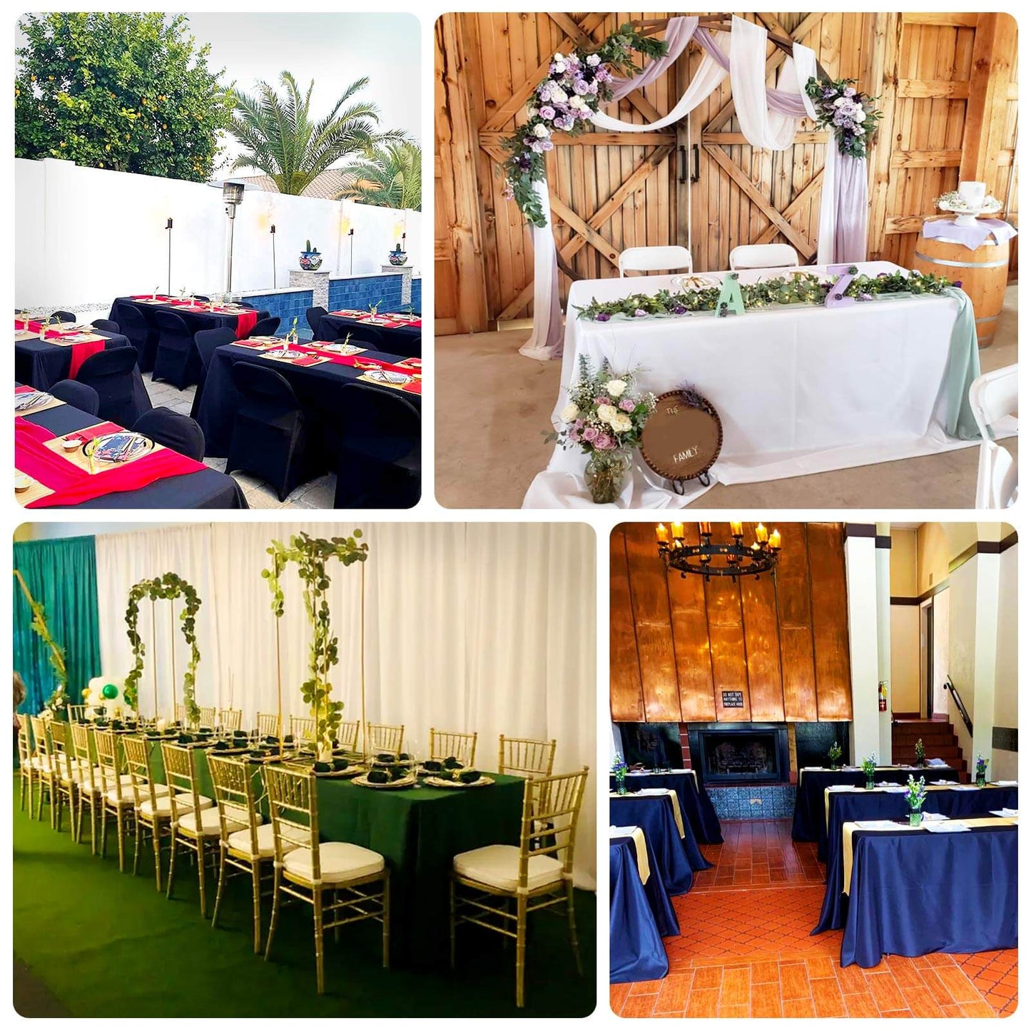 Scuba Rectangular 90"x156" Tablecloth Navy Blue - Wrinkle Free, Stain Resistant & Seamless Table Cover