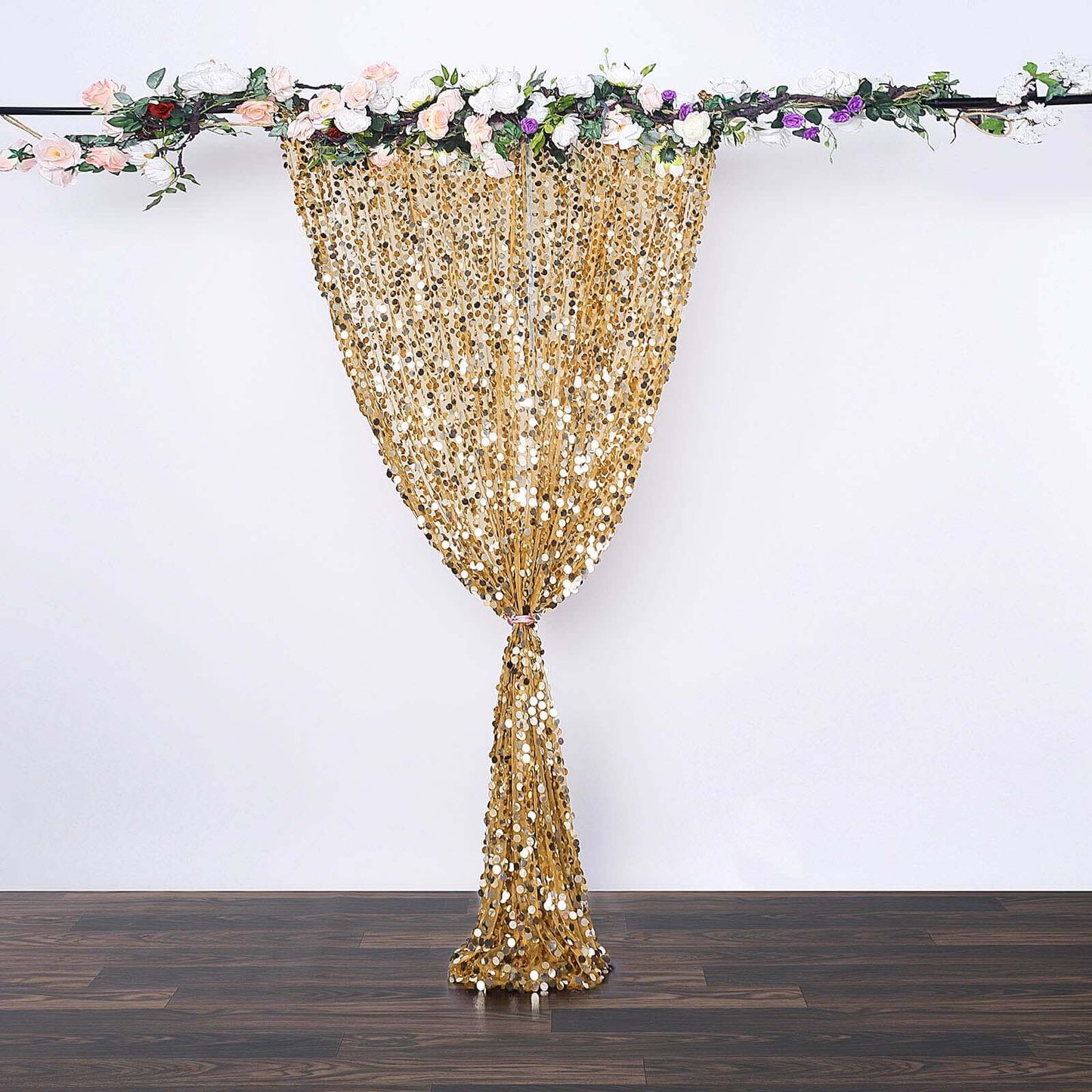8ftx8ft Gold Big Payette Sequin Event Curtain Drapes, Backdrop Event Panel