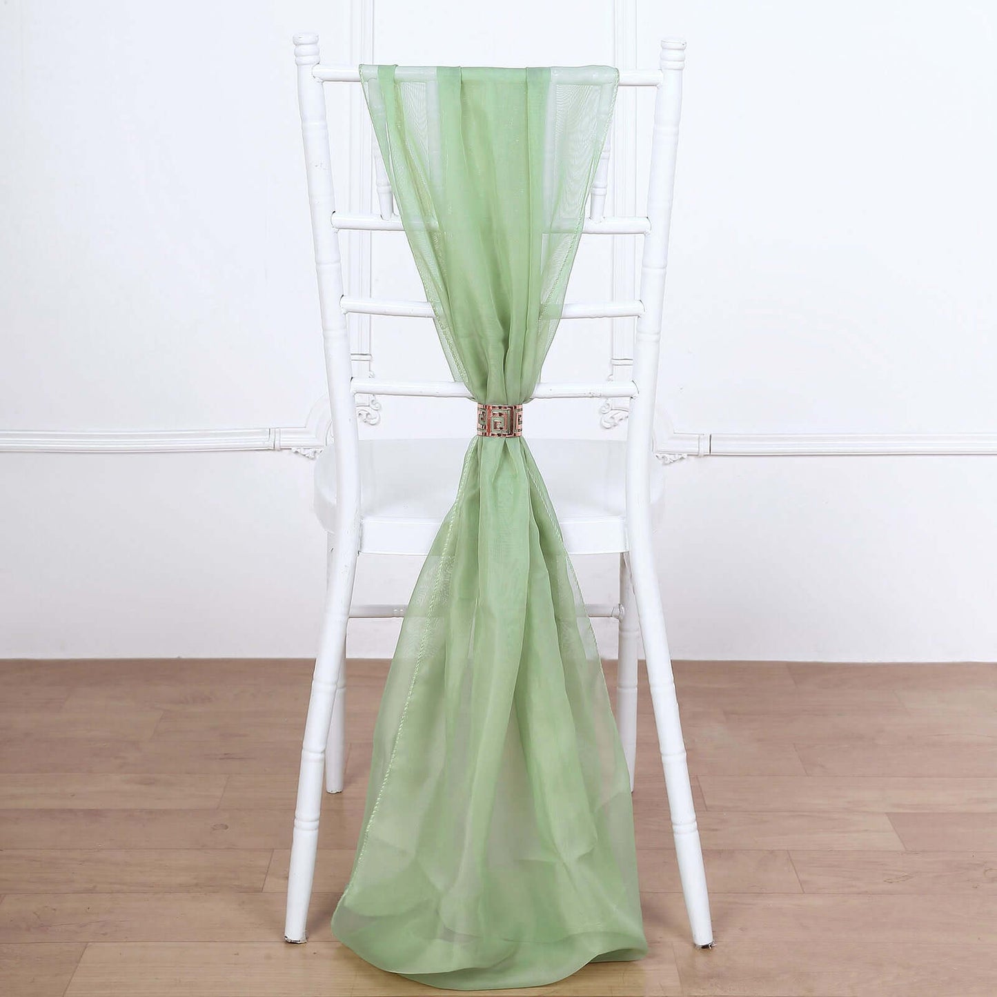 5 Pack Chiffon Chair Sashes Sage Green - Soft & Lightweight Designer Chair Bows 22"x78"