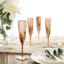 6-Pack Plastic Champagne Flutes in Metallic Rose Gold - Classy Disposable Champagne Glasses for Toasting & Cocktail Parties 5oz