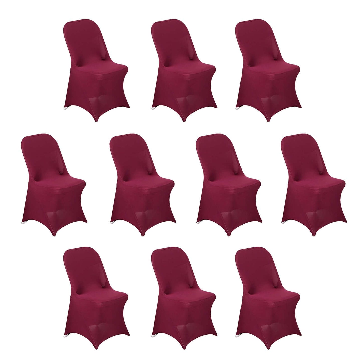 10 Pack Stretch Spandex Chair Covers Burgundy for Folding Chairs - Durable 160GSM Fitted Slipcovers