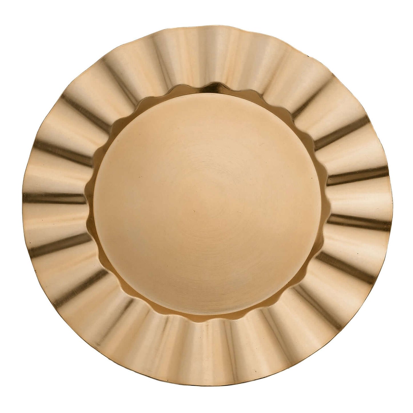 6-Pack Acrylic Plastic Round Charger Plates 13" in Gold with Wavy Scalloped Rim, Decorative Dinner Party Charger Tableware