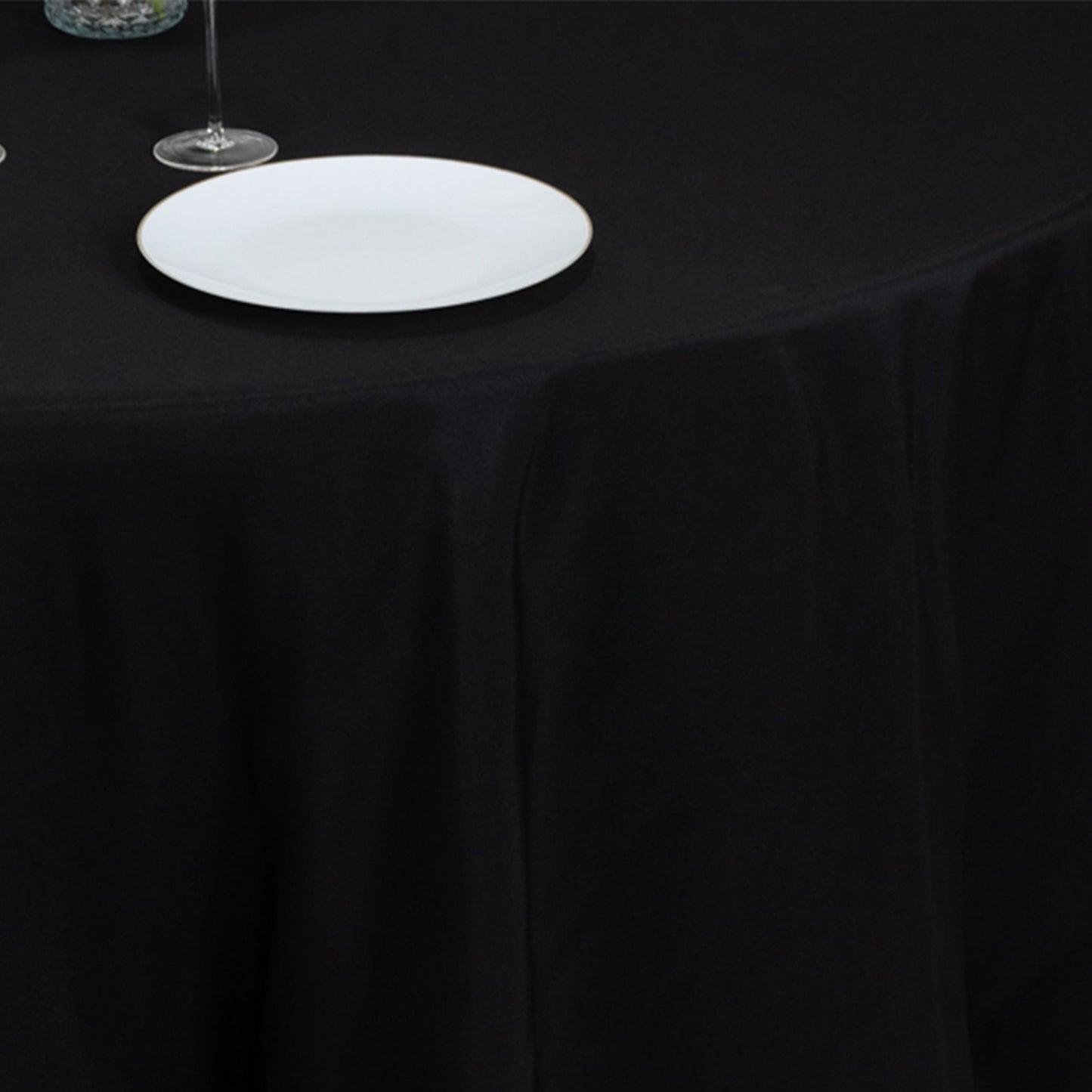 Fire Retardant Premium Polyester 120" Round Tablecloth Black - High-Performance Seamless Table Cover