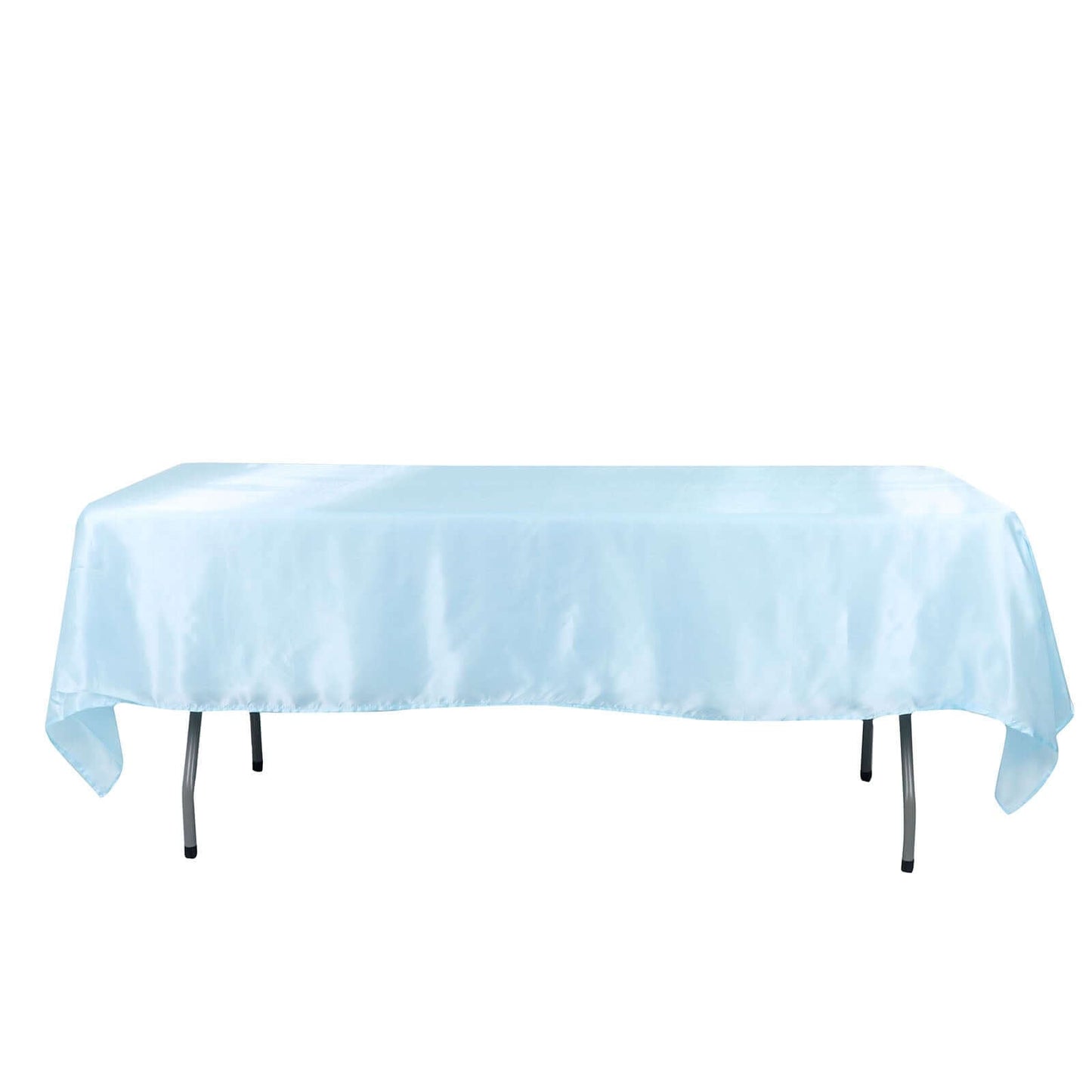 Satin Rectangular 60"x102" Tablecloth Light Blue - Smooth and Lustrous Table Cover