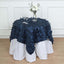 Taffeta 54"x54" Table Overlay Square Tablecloth Navy Blue 3D Leaf Petal Table Cover