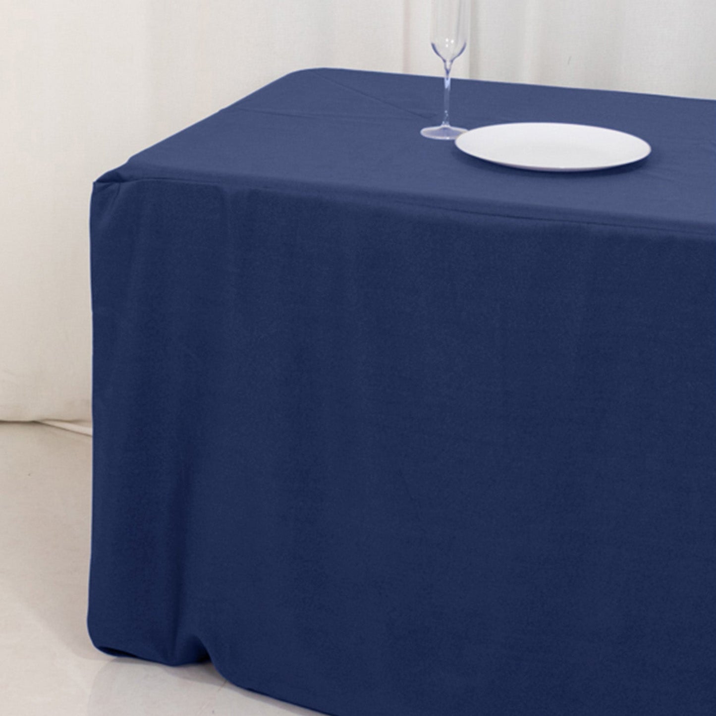 Premium Polyester 8ft Rectangle Tablecloth Navy Blue Durable Fitted 220GSM Table Cover