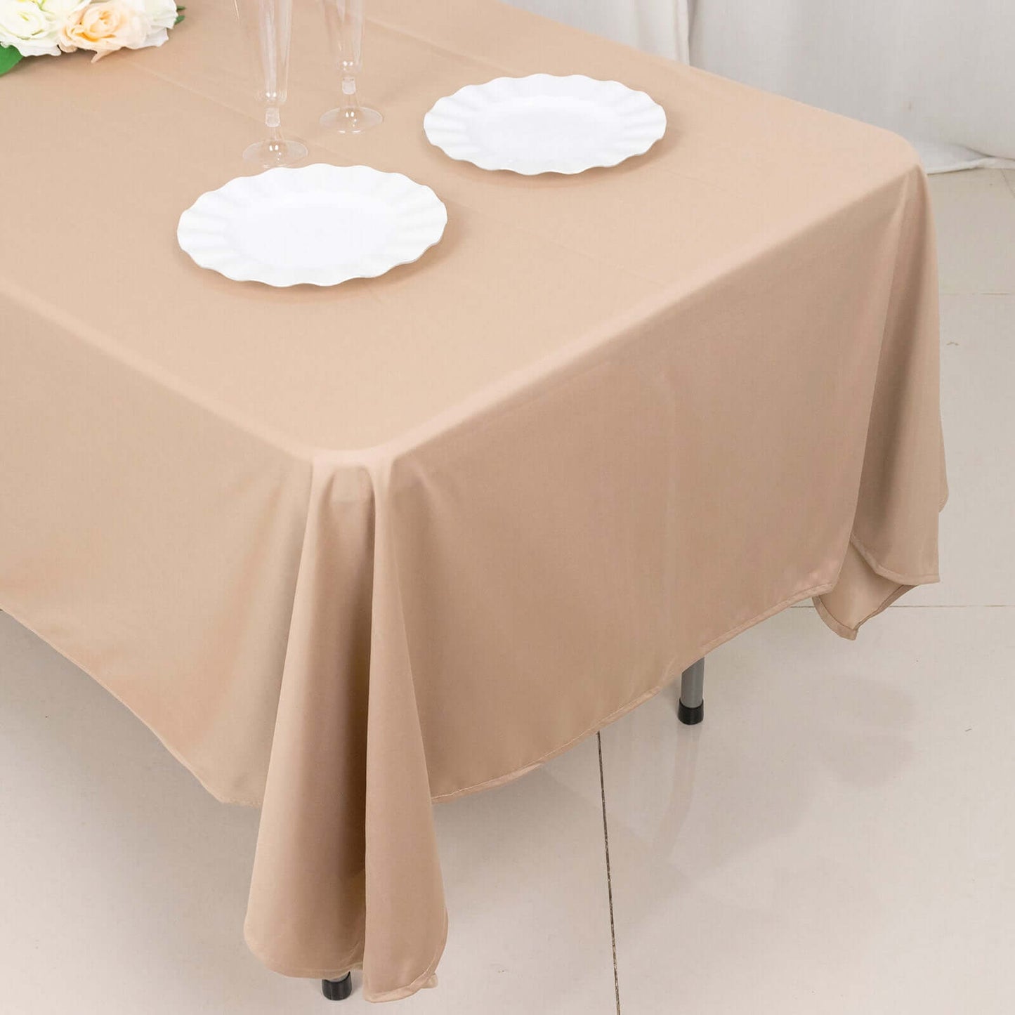 Scuba Rectangular 60"x102" Tablecloth Nude - Wrinkle Free & Stain Resistant Table Cover