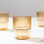 12-Pack Plastic Short Drinking Glasses Amber Gold Ribbed Pattern Stackable - Reusable Tumblers 7oz