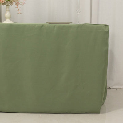 Fitted Polyester 72"x30" Rectangle Tablecloth Dusty Sage Green - Durable Table Cover
