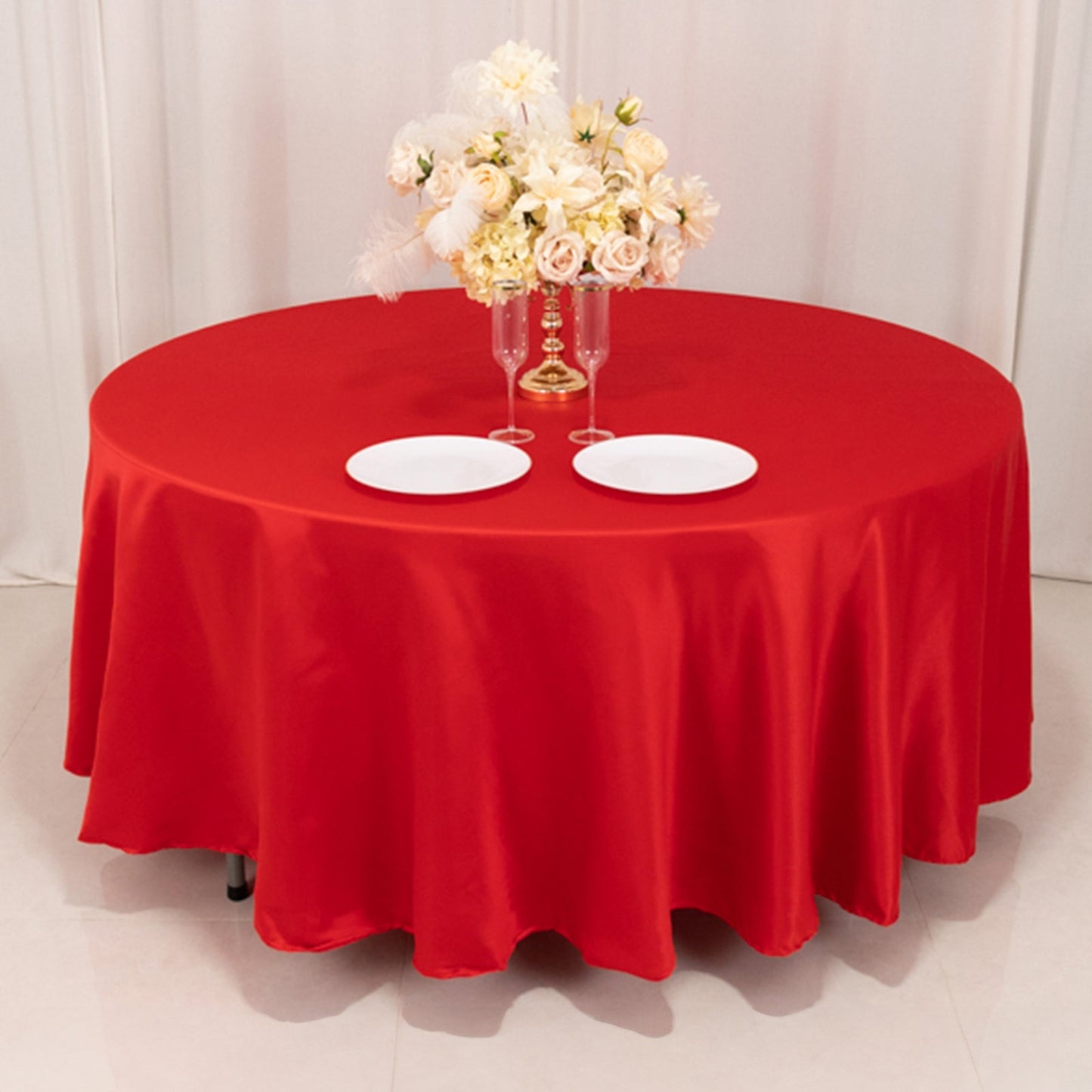 Lamour Satin 108" Round Tablecloth Red - Durable & Silk-Like Table Cover