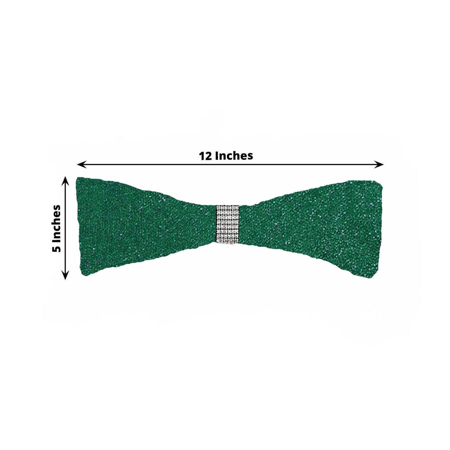 5 Pack Metallic Shimmer Tinsel Spandex Chair Sashes Hunter Emerald Green - Durable and Reusable Stretch Chair Bands