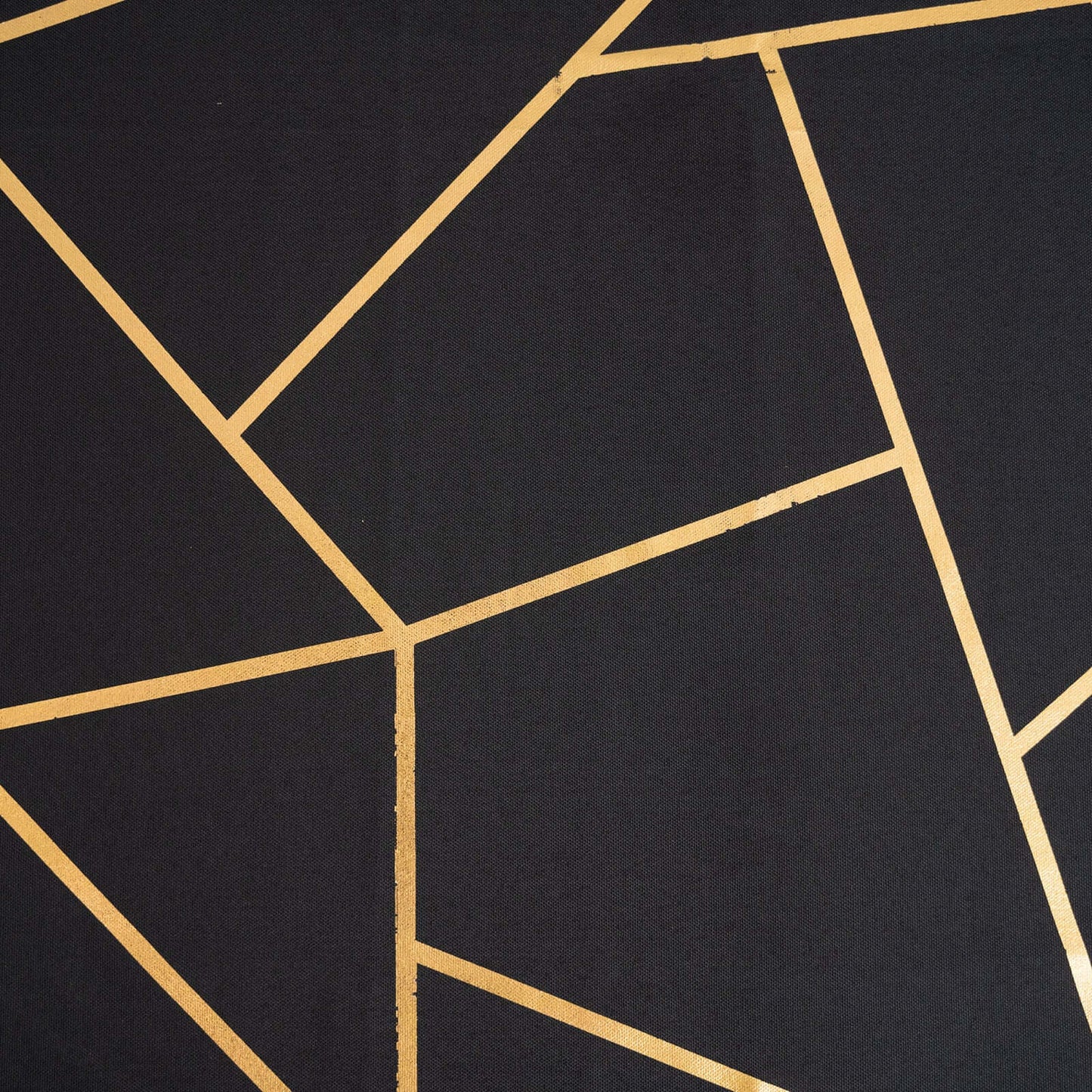 Polyester 120" Round Tablecloth Black with Gold Foil Geometric Pattern Wrinkle-Resistant Seamless Table Cover
