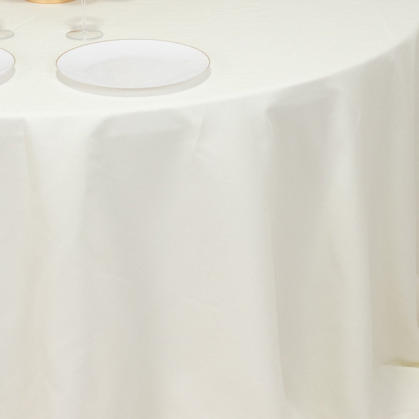 Cotton Blend 132" Round Tablecloth Ivory - Seamless Wrinkle-Resistant Table Cover
