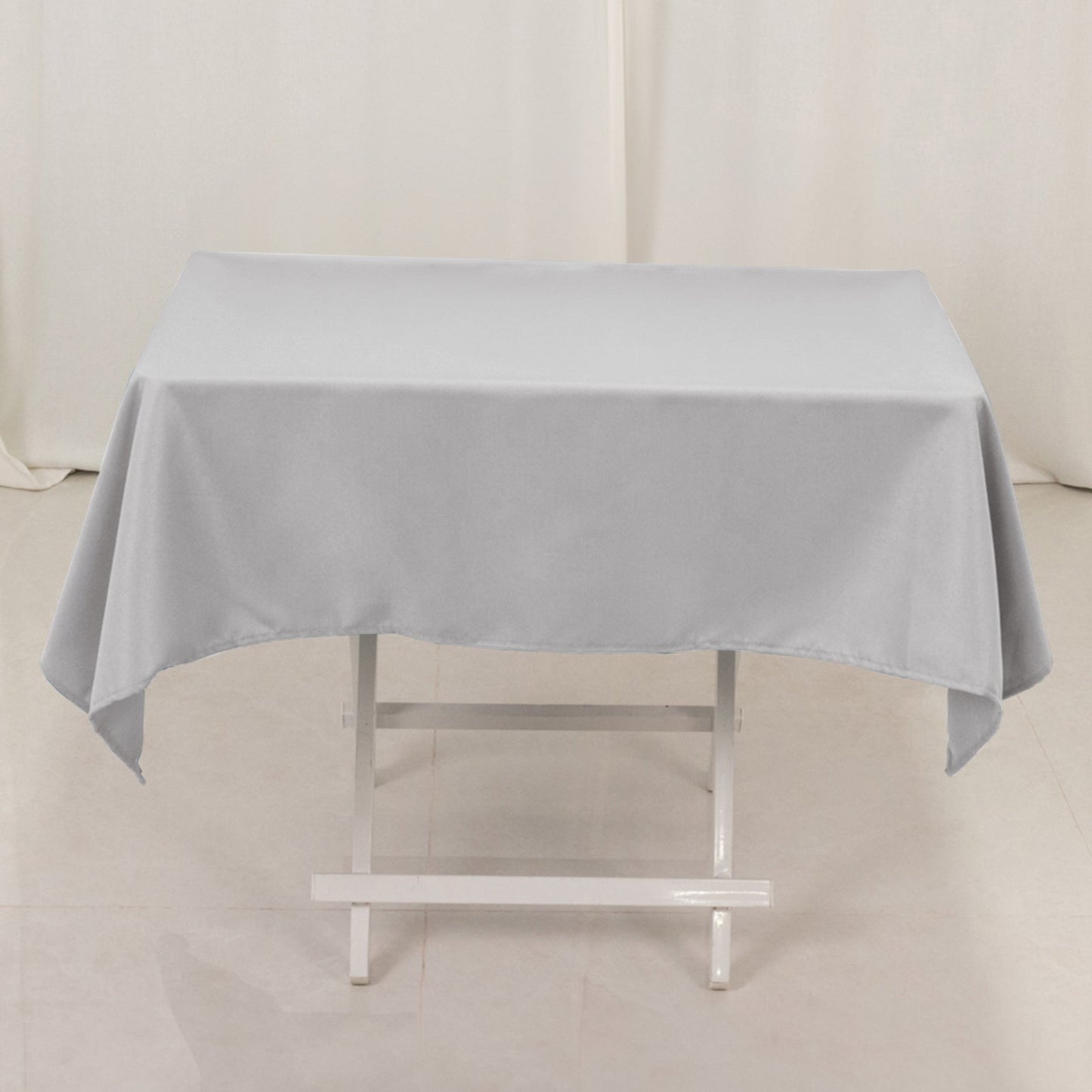 Premium Polyester 54"x54" Square Tablecloth Silver - Stain and Wrinkle-Resistant 220GSM Table Cover