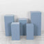 Set of 5 Dusty Blue Spandex Rectangle Pedestal Stand Covers, Stretchable Pillar Prop Covers - 160 GSM