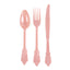 72 Pcs Plastic Silverware Set in Baroque Style Dusty Rose - Heavy Duty Disposable Knife, Fork, and Spoon Set