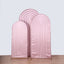 Set of 3 Dusty Rose Ripple Satin Chiara Wedding Arch Covers, Fitted Covers For Round Top Backdrop Stands - 5ft,6ft,7ft