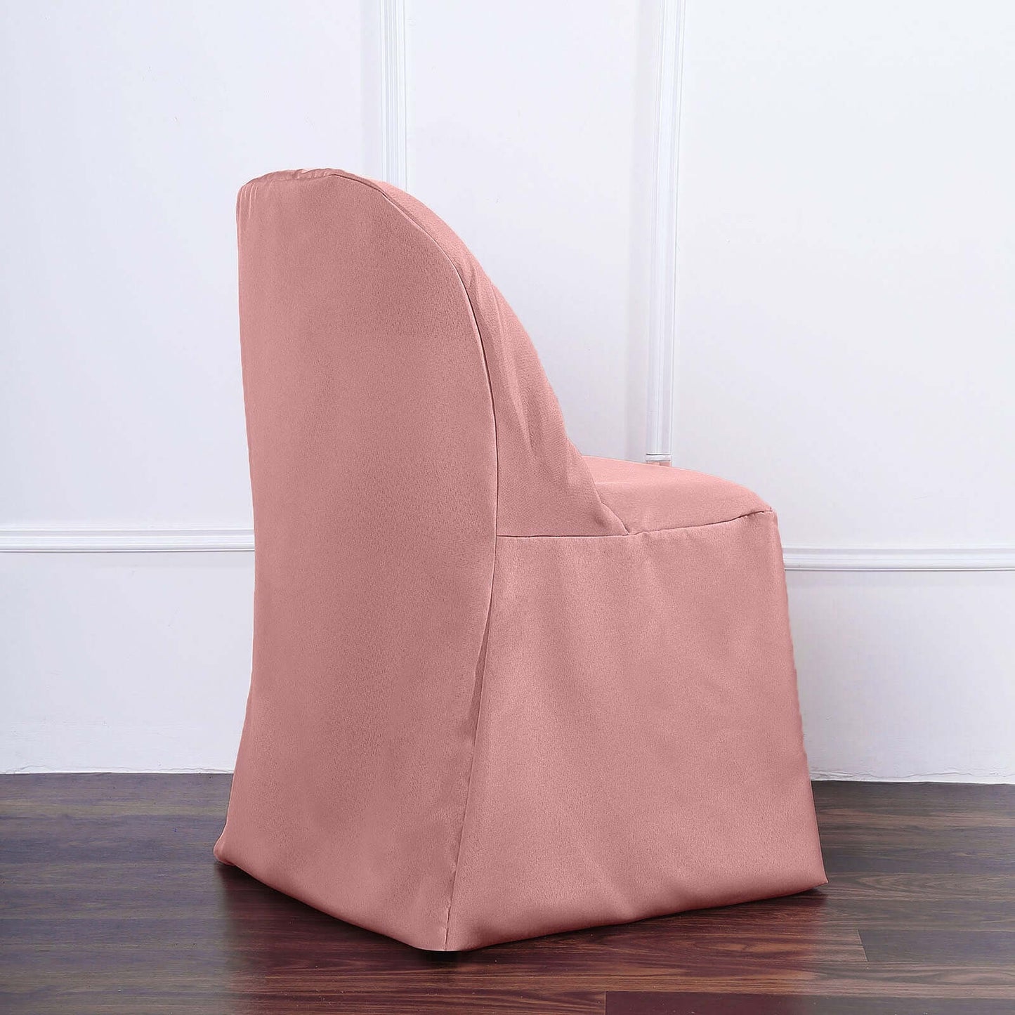 Polyester Slip On Folding Chair Covers Dusty Rose - Stain-Resistant Reusable Durable Fabric