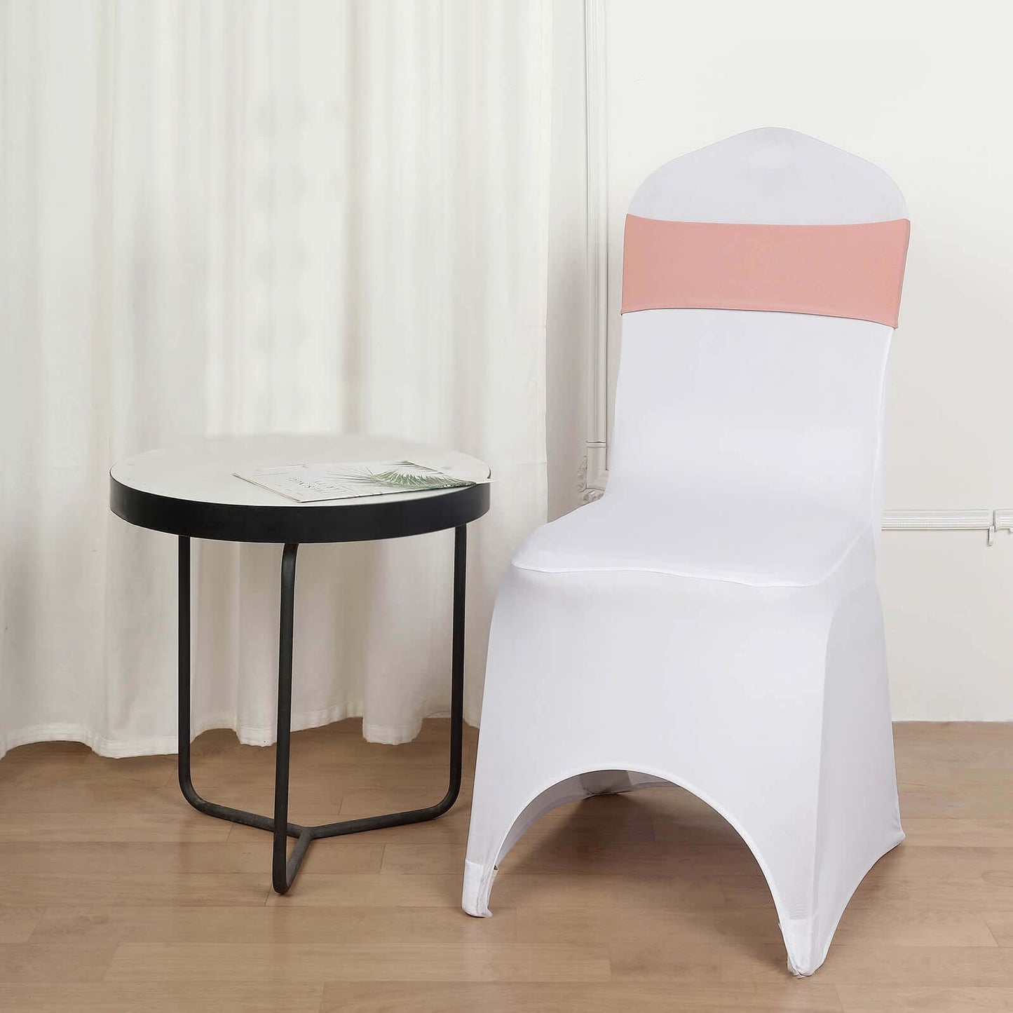 5 Pack Stretch Spandex Chair Sashes Dusty Rose - Fitted Finish Two Ply Heavy Duty Chair Bands 5"x12"