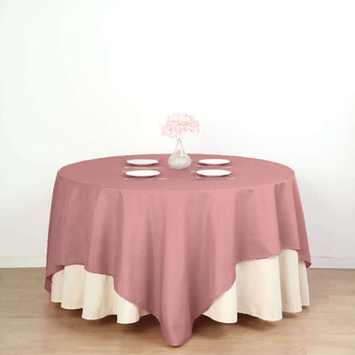 Polyester 90"x90" Table Overlay Square Tablecloth Dusty Rose - Wrinkle-Resistant & Durable Table Cover