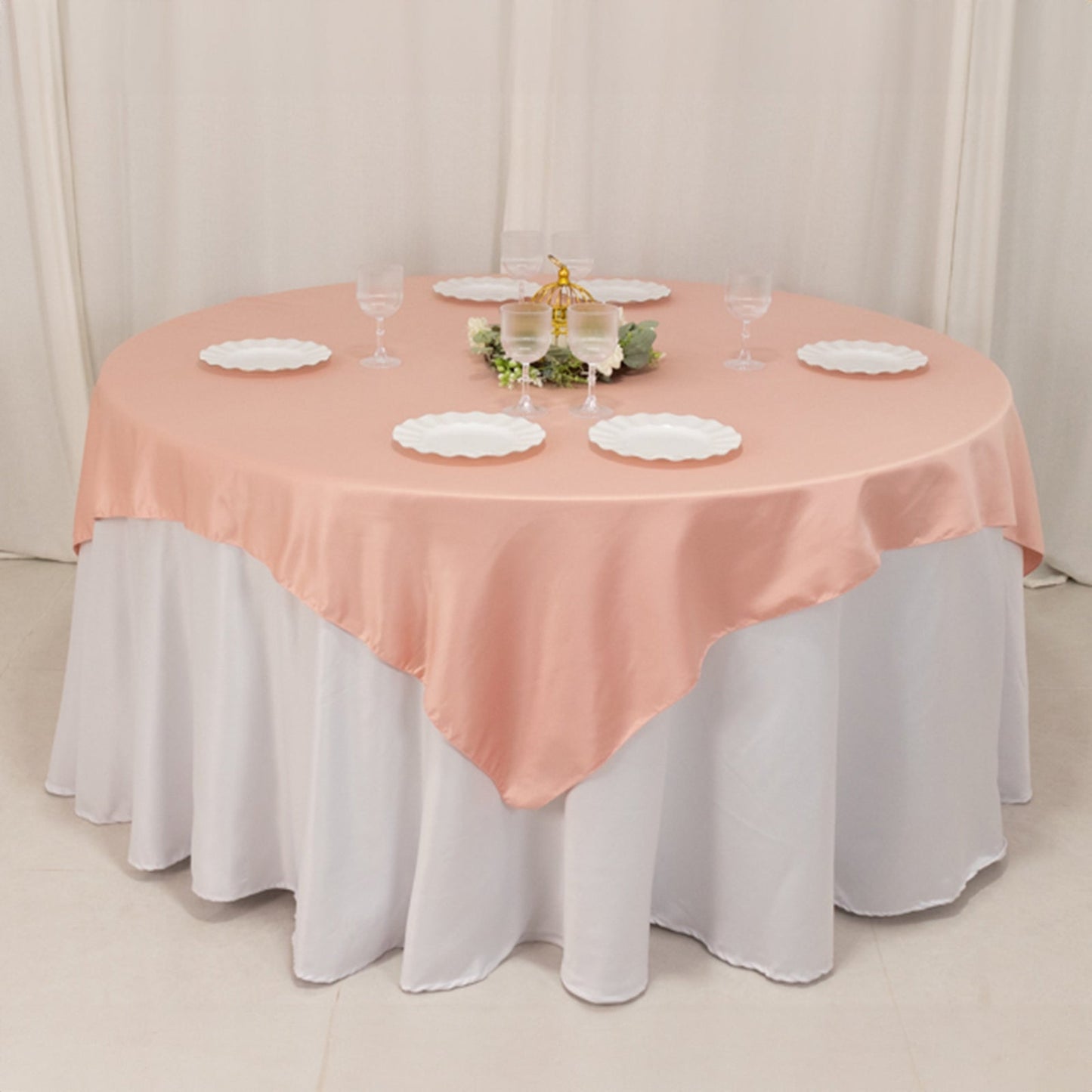 Lamour Satin 72"x72" Table Overlay Square Tablecloth Dusty Rose - Smooth Finish Table Topper
