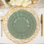 10-Pack Plastic Round 6" Dessert Plates in Dusty Sage Green Ruffled Rim with Gold Edging - Sturdy Disposable Salad Appetizer Dinnerware