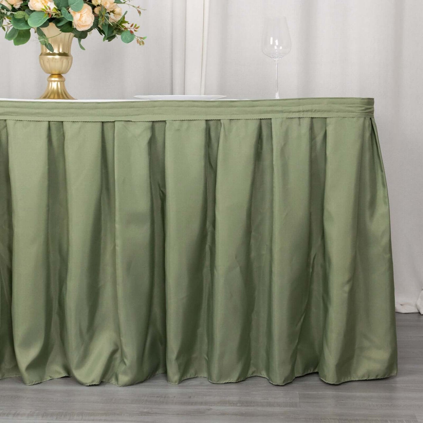 Polyester 21ft Table Skirt Dusty Sage Green - Classic Pleated Design