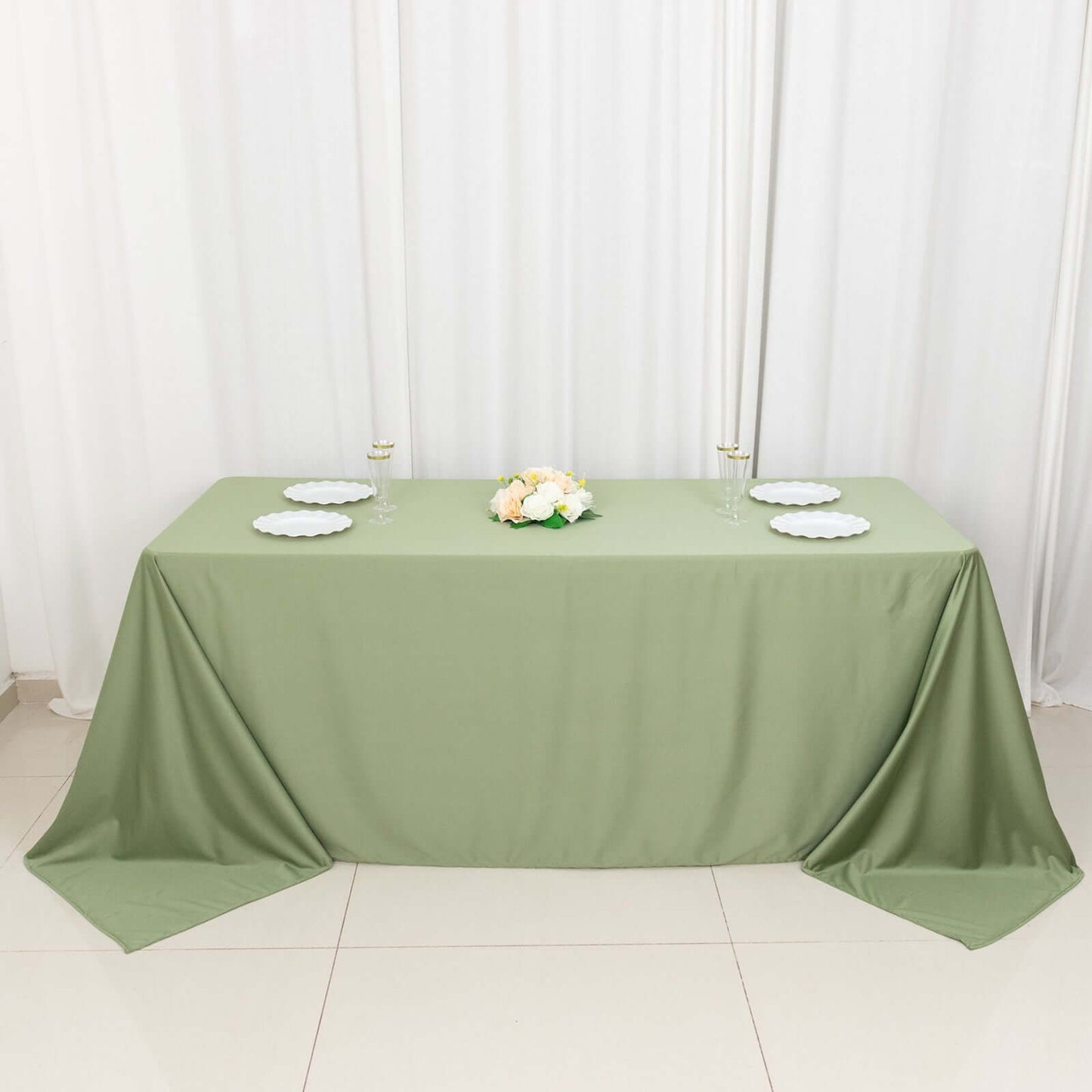 Scuba Rectangular 90"x132" Tablecloth Dusty Sage Green - Wrinkle Free, Stain Resistant & Seamless Table Cover