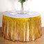 Metallic Foil Fringe Table Skirt Gold with Self Adhesive Backing - Durable Tinsel Skirt for Parties 30"x9ft