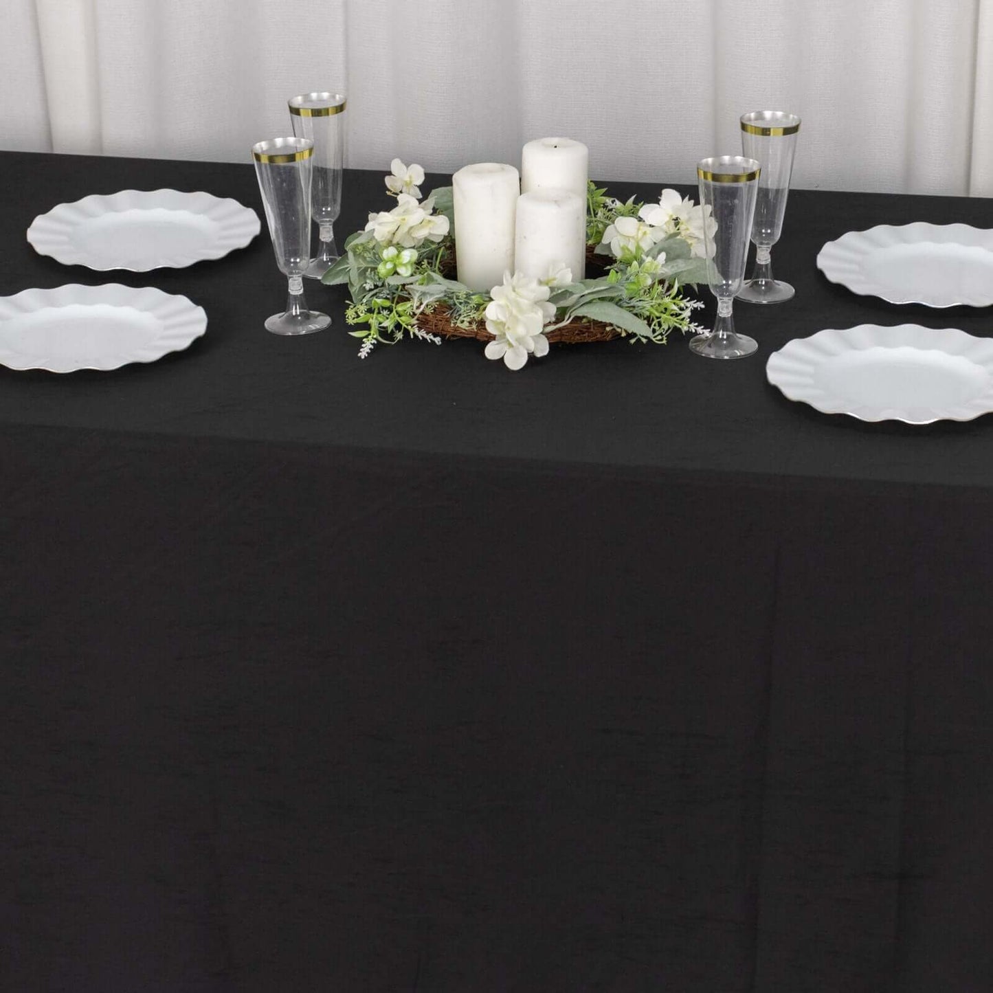 Scuba Rectangular 90"x132" Tablecloth Black - Wrinkle Free, Stain Resistant & Seamless Table Cover for Weddings and Parties