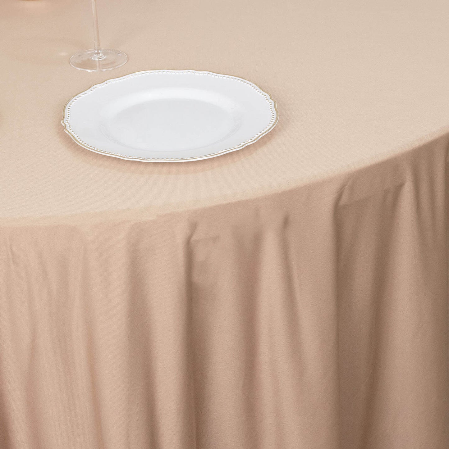 Scuba Round 120" Tablecloth Nude - Wrinkle Free & Stain Resistant Seamless Table Cover