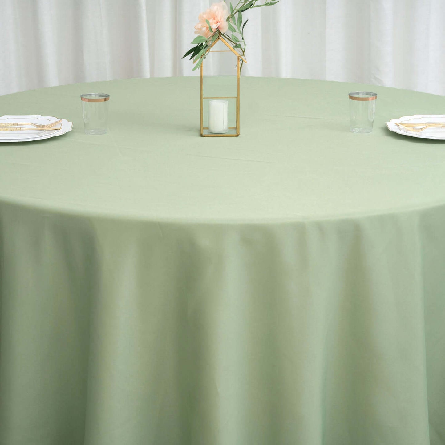 Polyester 120" Round Tablecloth Sage Green - Seamless Wrinkle-Resistant Table Cover
