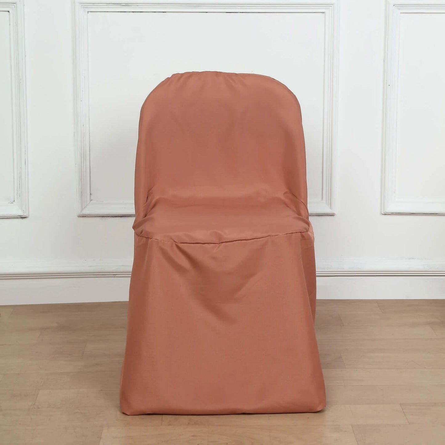 10 Pack Polyester Chair Covers for Folding Chairs Terracotta (Rust) - Wrinkle-Free Stain-Resistant Slip-On Slipcovers